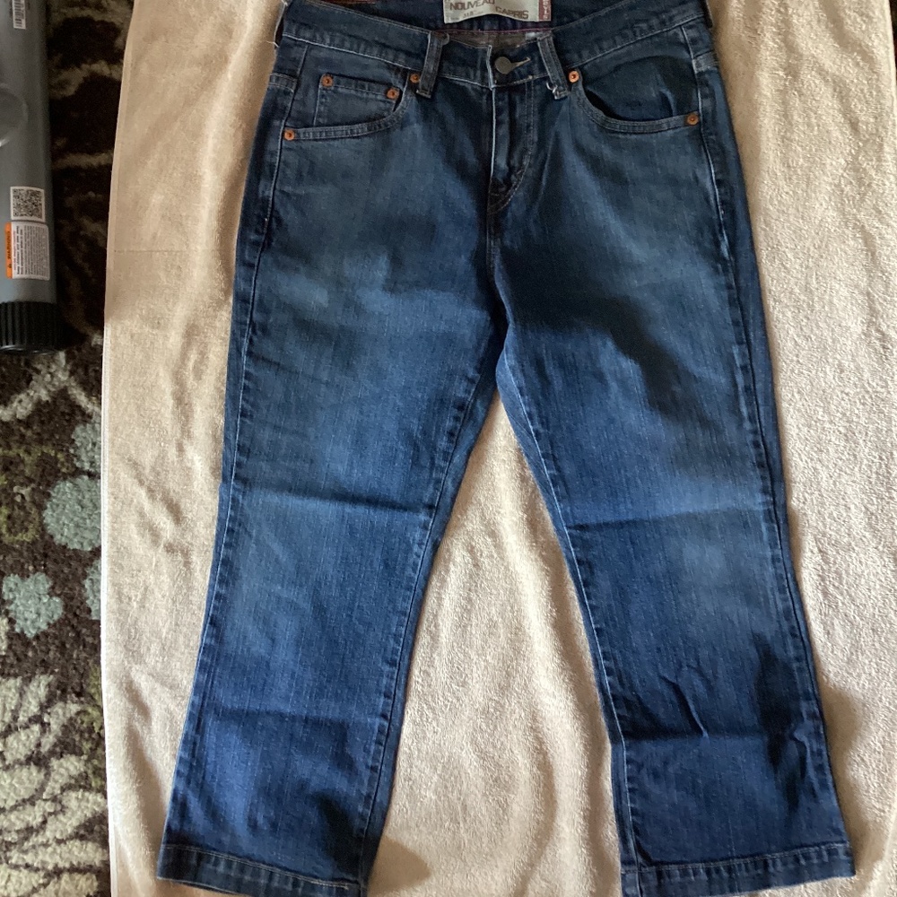 Levi's 515 NOUVEAU Jeans Capri Denim cropped blue stretch size 12